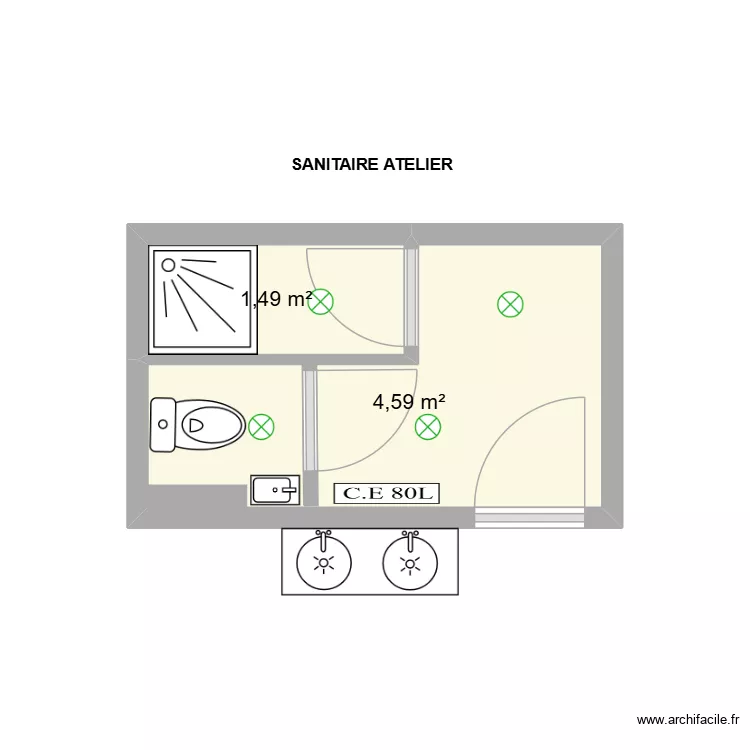 SANITAIRE ATELIER. Plan de 2 et 6 m² SANITAIRE ATELIER. Plan de 2 et 6 m²