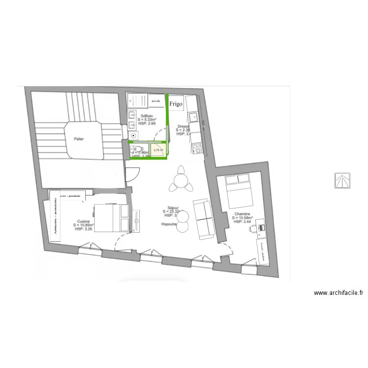 CARDEURS 1. Plan de 1 pièce et 1 m2