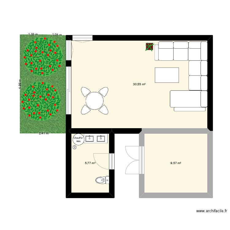 rt678. Plan de 3 pièces et 46 m2