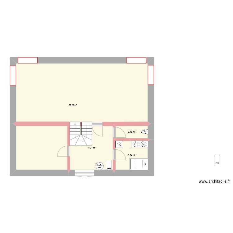 Pidhorodne cible. Plan de 4 pièces et 79 m2