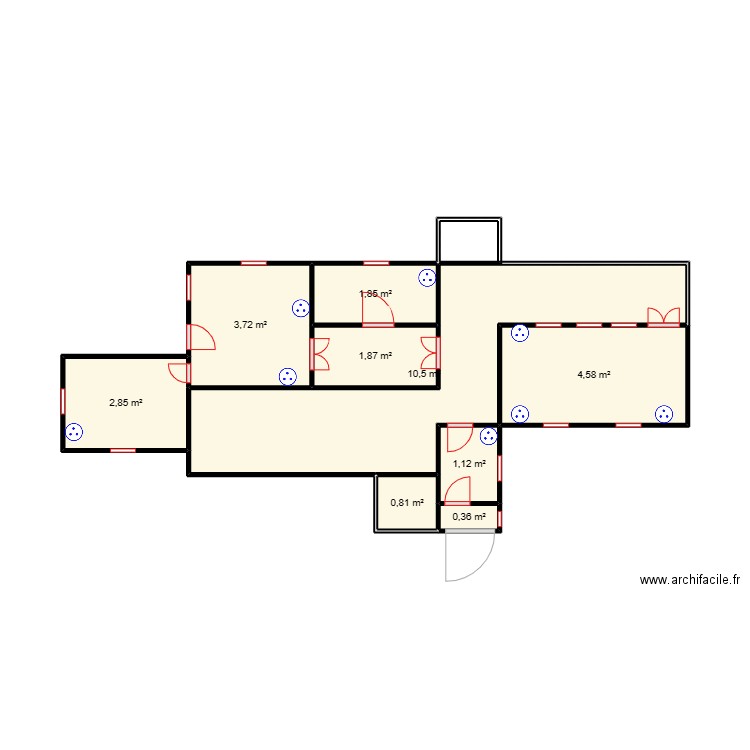 circuit des prises Maternité DJIGBIO. Plan de 9 pièces et 28 m2