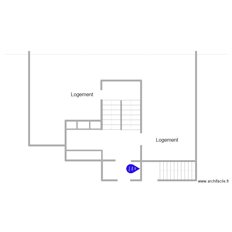 Le Verseau. Plan de 4 pièces et 22 m2