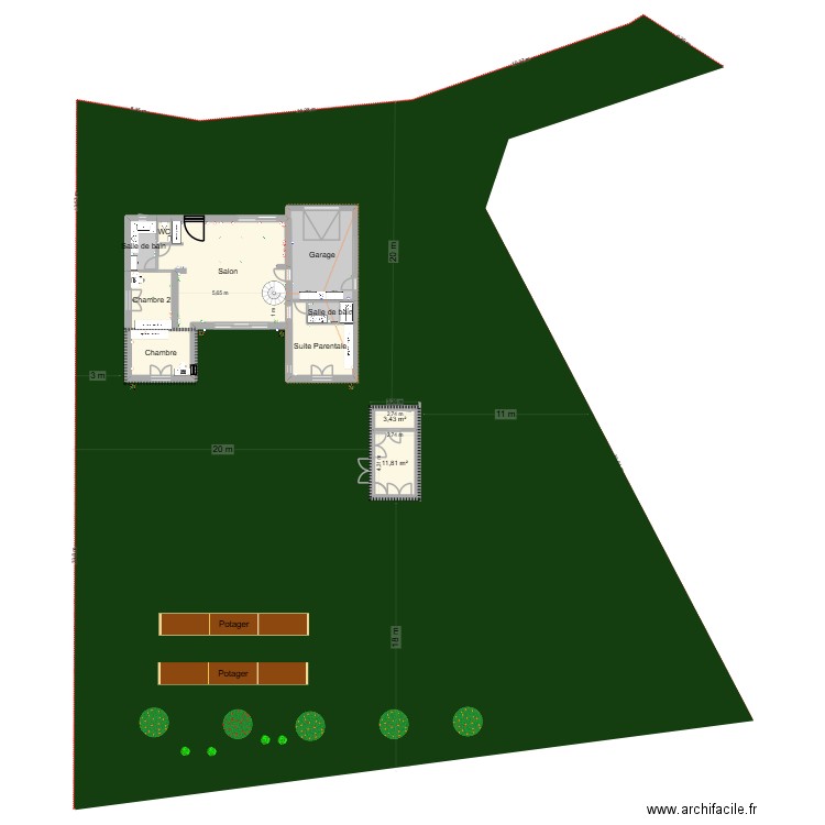 DP Chalet de Jardin. Plan de 16 pièces et 211 m2
