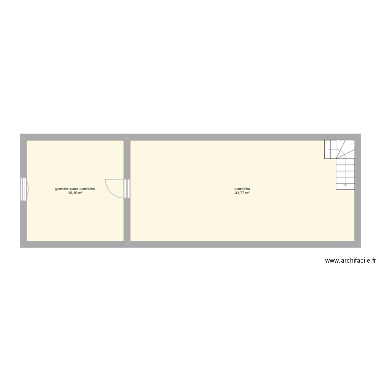 marlotte combles. Plan de 2 pièces et 60 m2