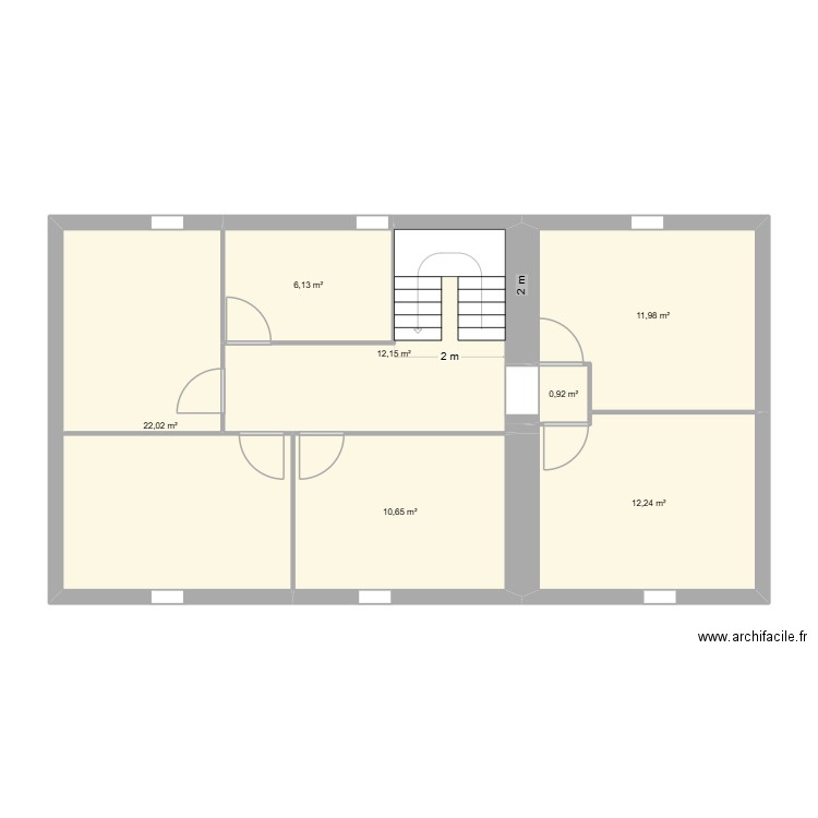 maison RDC. Plan de 7 pièces et 76 m2