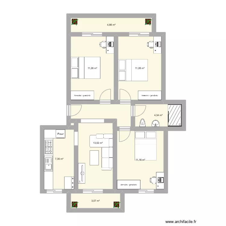 tahal vahal. Plan de 8  et 67 m²