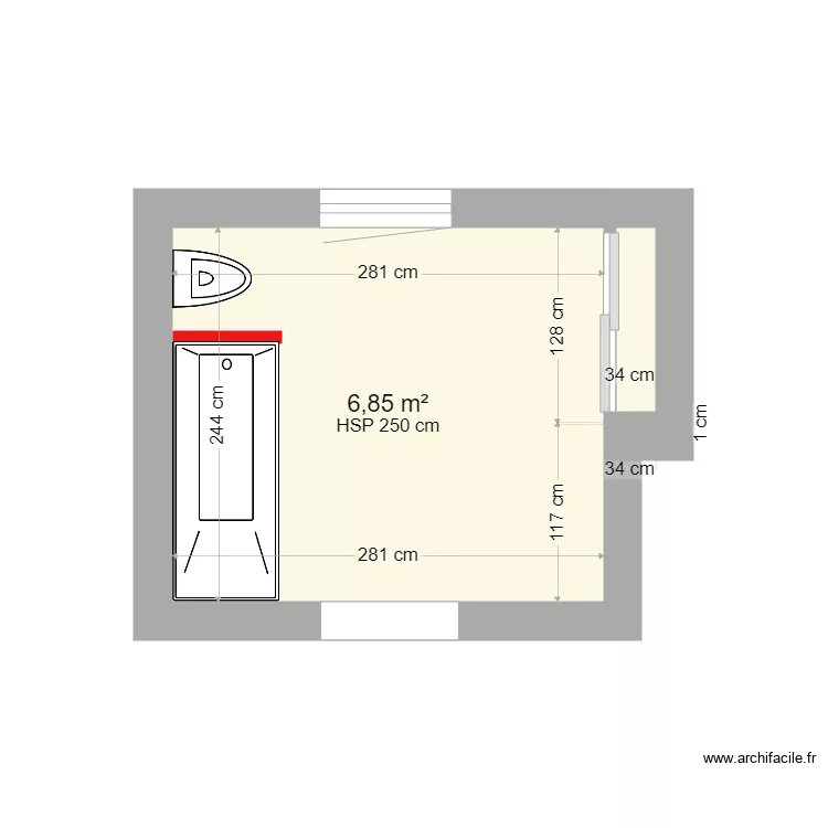 sdb 1. Plan de 2  et 7 m²
