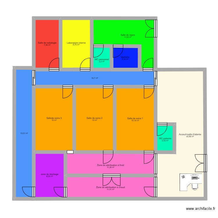 cabinet futur. Plan de 15 pièces et 170 m2