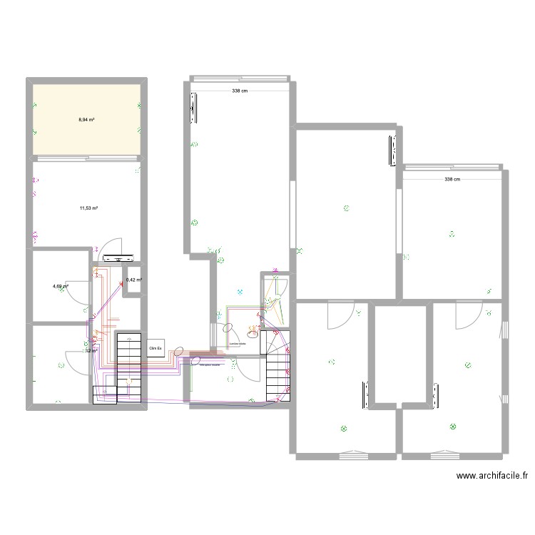 Cogo éclairage toilette escalier. Plan de 0 pièce et 0 m2