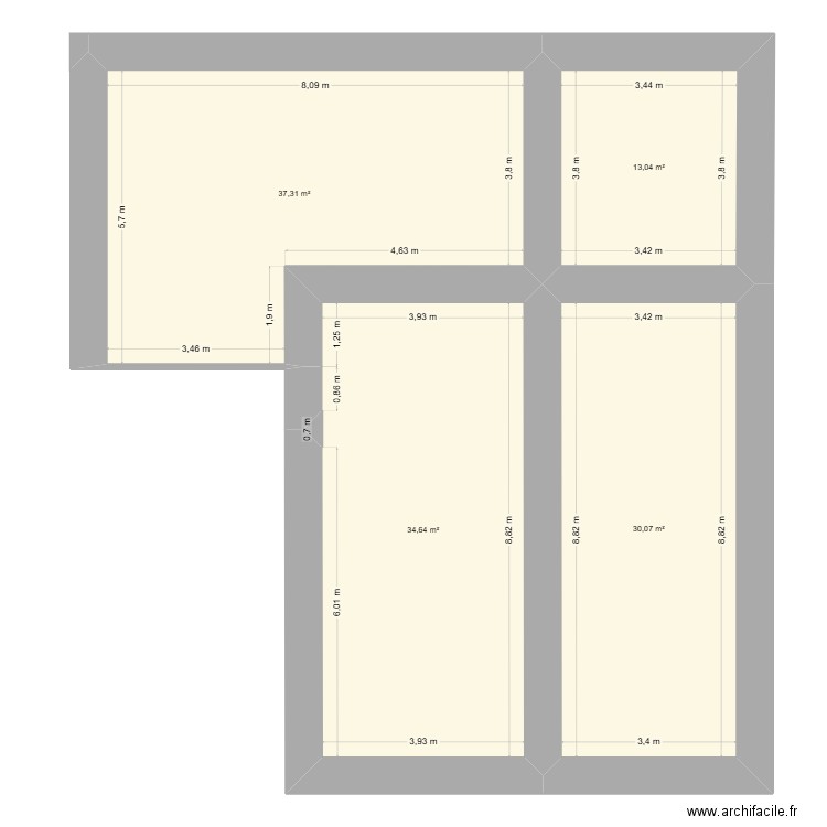 itzac. Plan de 4 pièces et 115 m2
