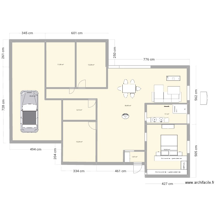 DOM LE MESNIL. Plan de 9 pièces et 160 m2