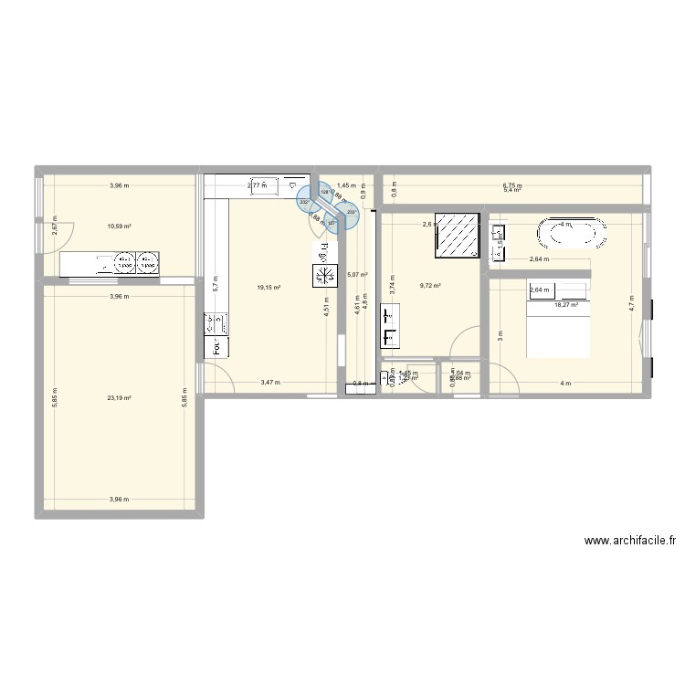 Amélioration 2 Imp. Denis Avril. Plan de 9 pièces et 94 m2