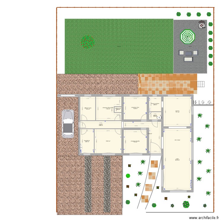 Tarcienne vide. Plan de 13 pièces et 139 m2