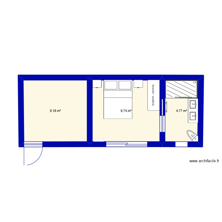 Bungalow 2. Plan de 3 pièces et 24 m2