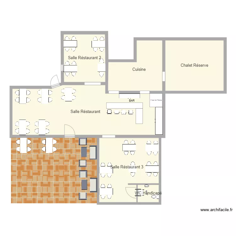 Pizz&eacute;ria du Boisvinet + T&eacute;rrasse. Plan de 