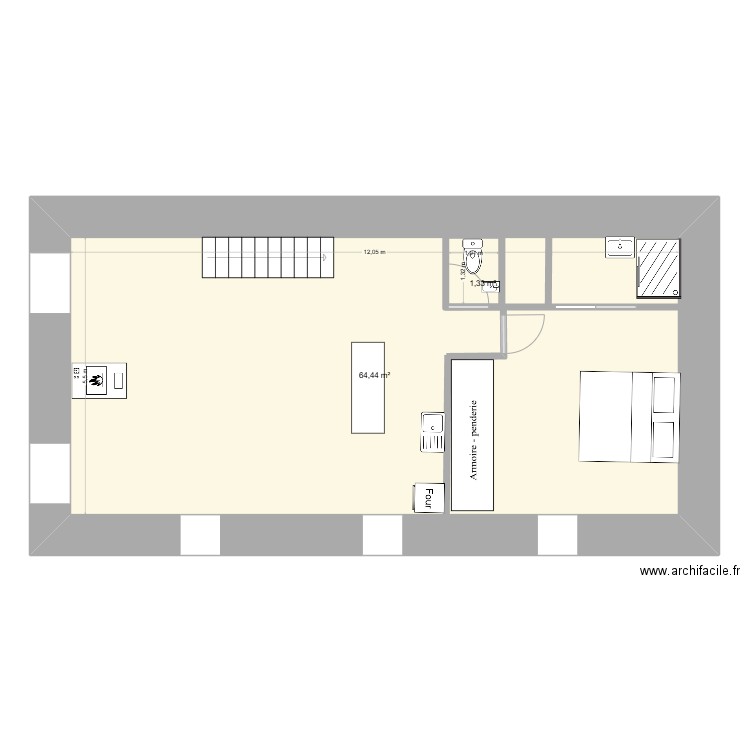 Plouhinec. Plan de 2 pièces et 68 m2