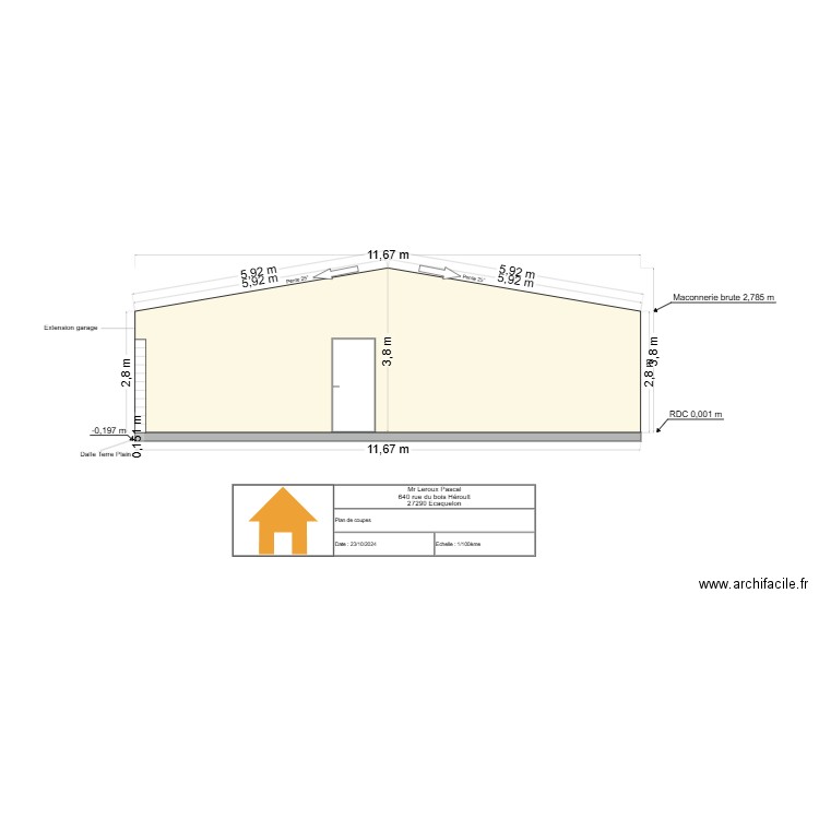 pascal leroux plan de coupe. Plan de 0 pièce et 0 m2