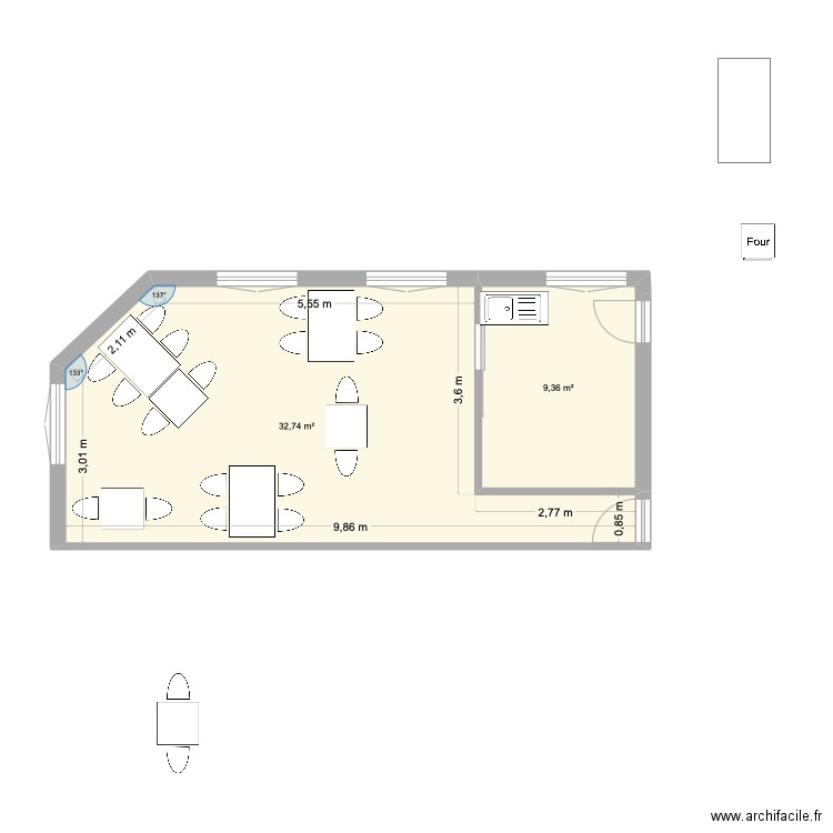 laragne restoresto phil. Plan de 2 pièces et 42 m2