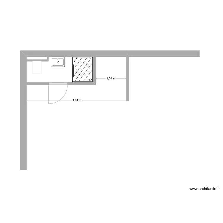 Salle de douche. Plan de 