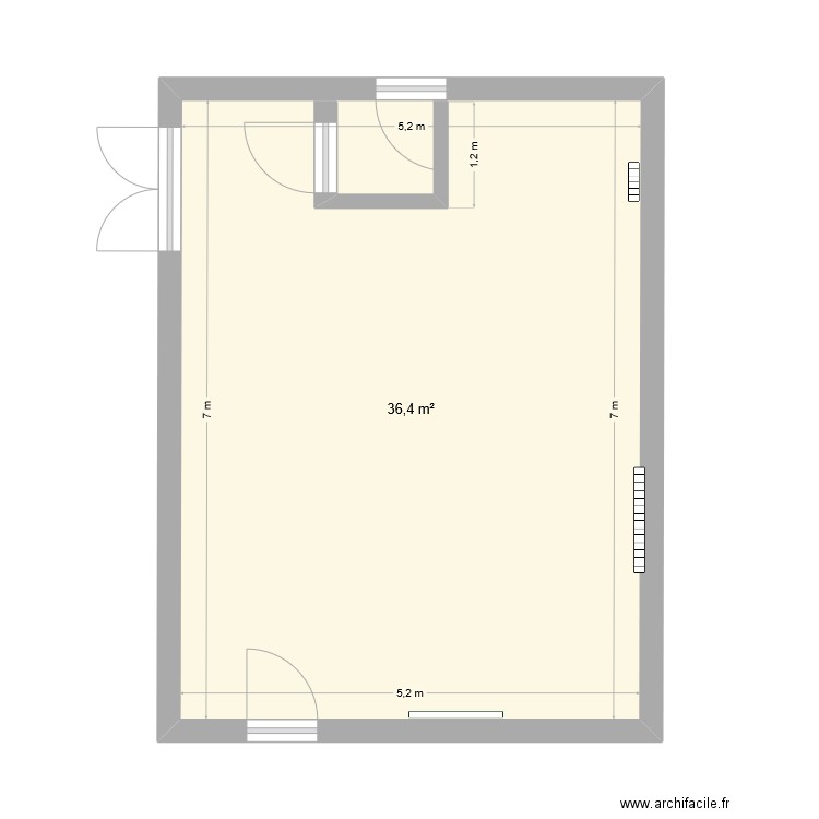 DEFFERRE. Plan de 1 pièce et 36 m2