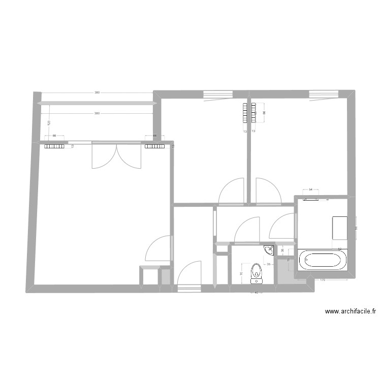 Test. Plan de 14 pièces et 61 m2