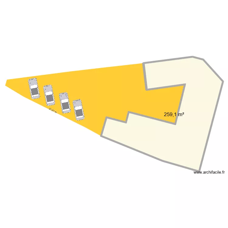 Bou&eacute;e - Estuaire - Stationnements. Plan de 1  et 259 m²