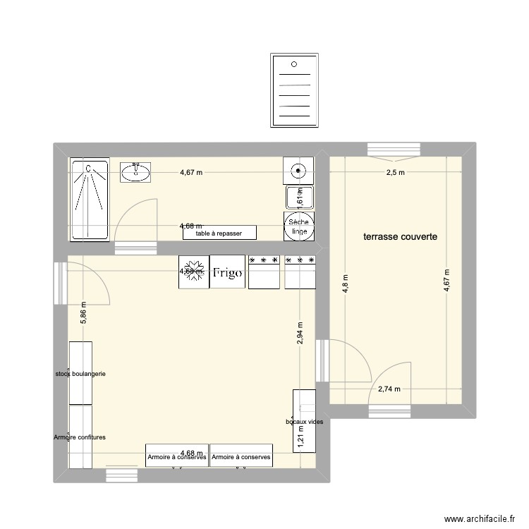 lingerie douche Pageas. Plan de 1 pièce et 38 m2
