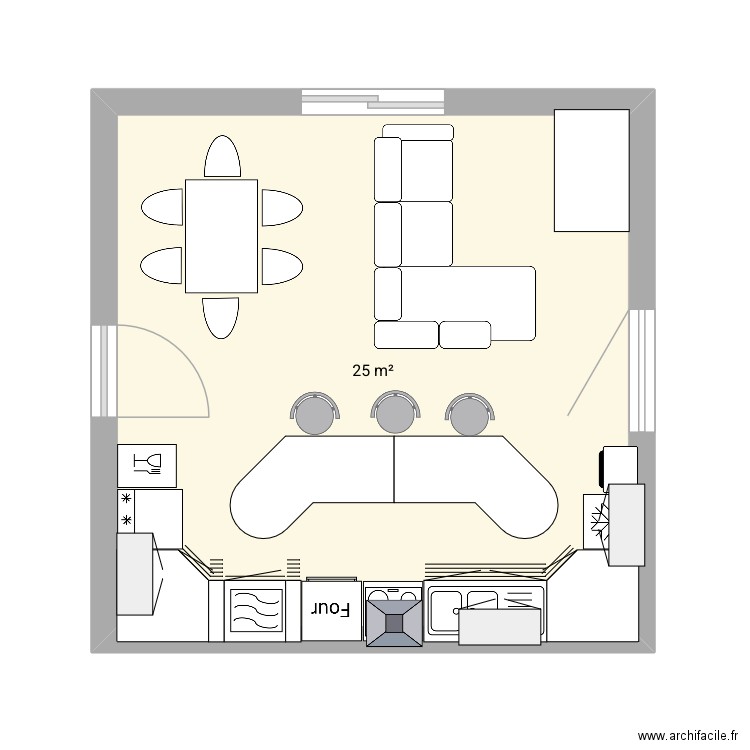 t4 habitat logement Environnement. Plan de 1 pièce et 25 m2