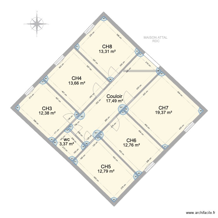 ATTAL. Plan de 13 pièces et 211 m2