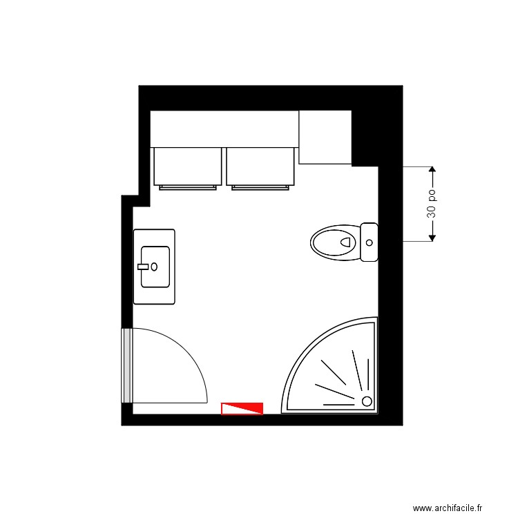 crepeau sdb. Plan de 1 pièce et 8 m2