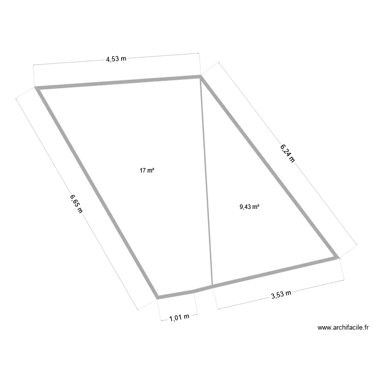 terrasse. Plan de 2  et 26 m²
