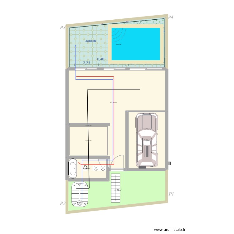 122. Plan de 7 pièces et 140 m2