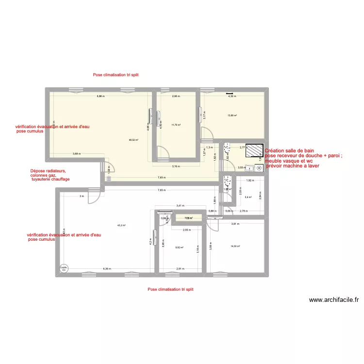 3 eme etage plombier. Plan de 9 Pièces et 149 m² 3 eme etage plombier. Plan de 9 Pièces et 149 m²