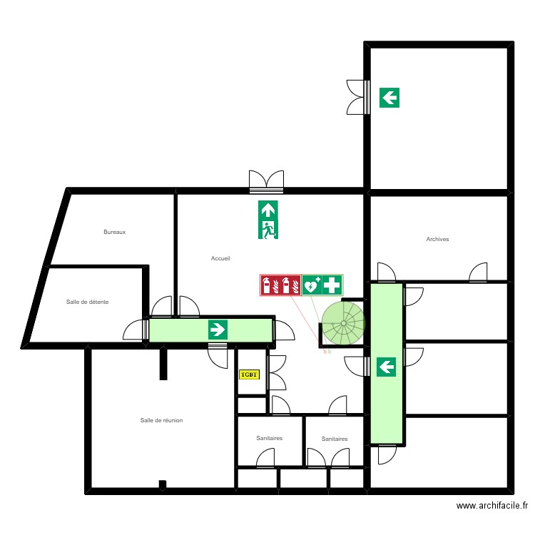 Semag rdc. Plan de 17 pièces et 182 m2