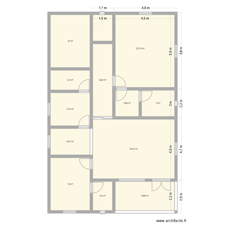 MON PLAN. Plan de 13 pièces et 128 m2