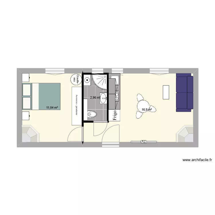 StD_04. Plan de 3 pièces et 31 m²