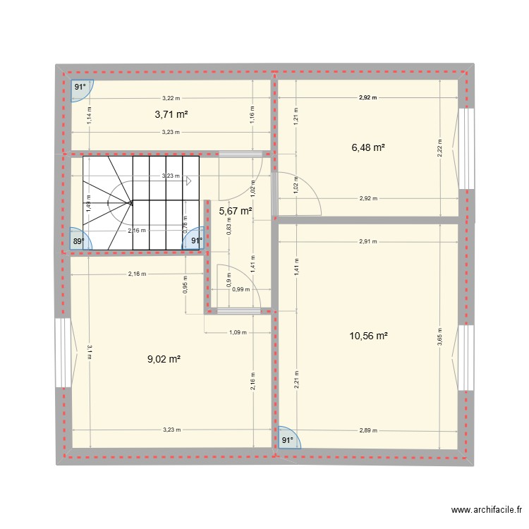 étage. Plan de 5 pièces et 35 m2