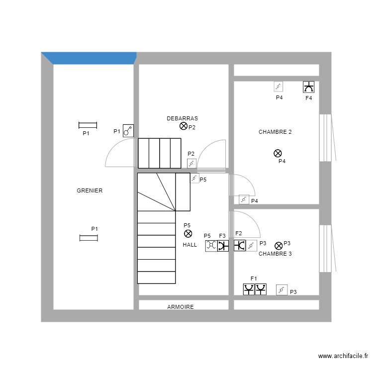Position étage Marilène Collard. Plan de 7 pièces et 27 m2