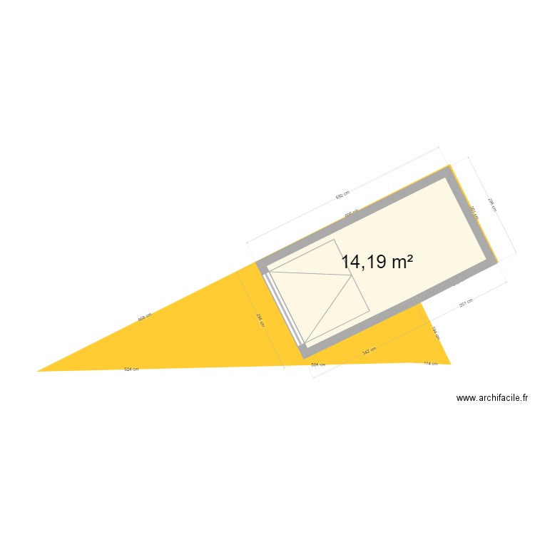 Plan 1. Plan de 1 pièce et 14 m2