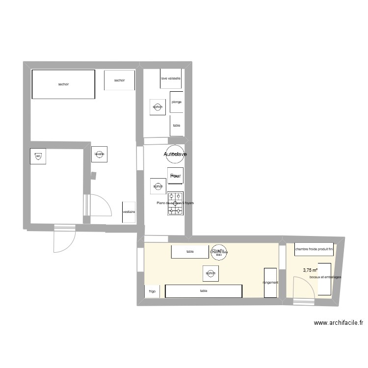 vrai labo2. Plan de 2 pièces et 14 m2