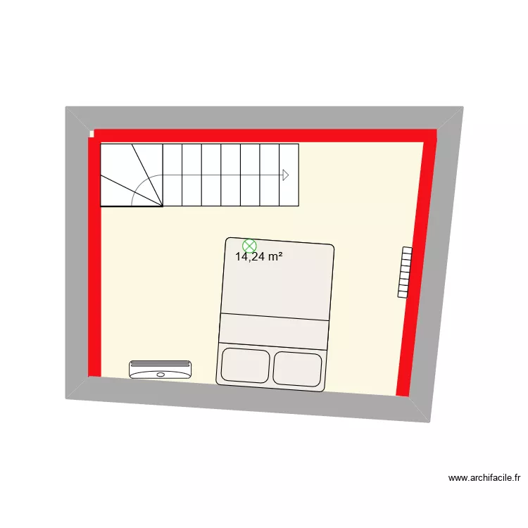 auzances 6B 2&eacute;me. Plan de 1 Pièce et 14 m²