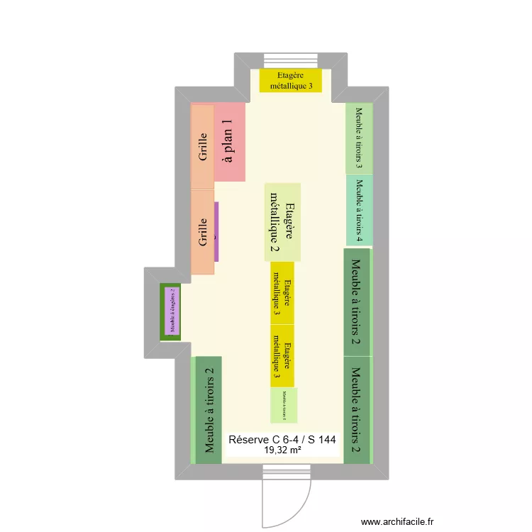 R&eacute;serve C 6-4. Plan de 1  et 19 m²