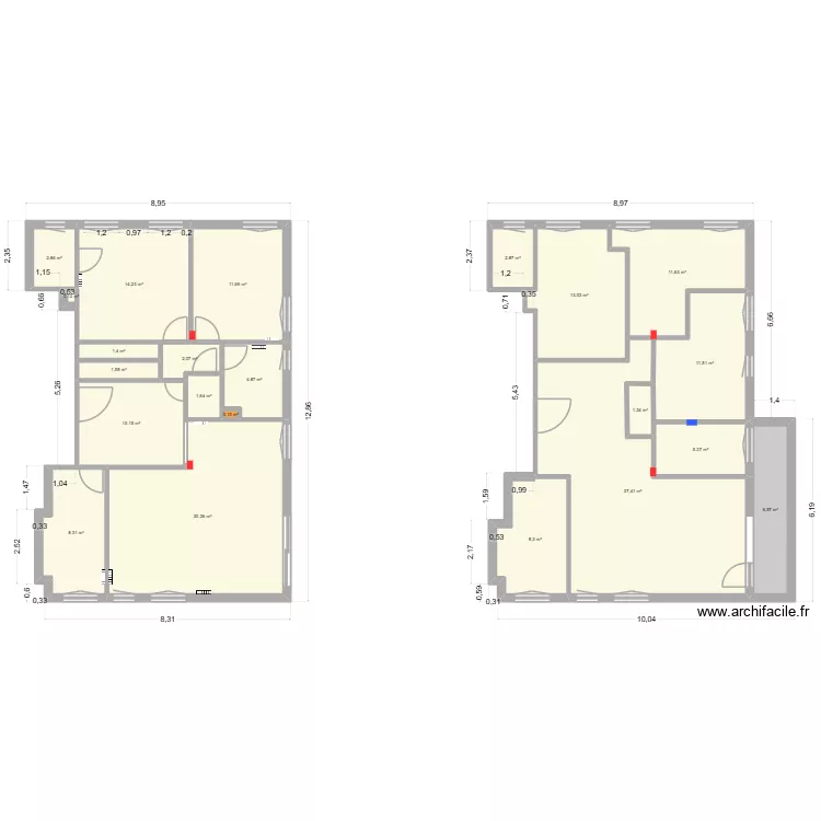 denfert. Plan de 22  et 187 m²