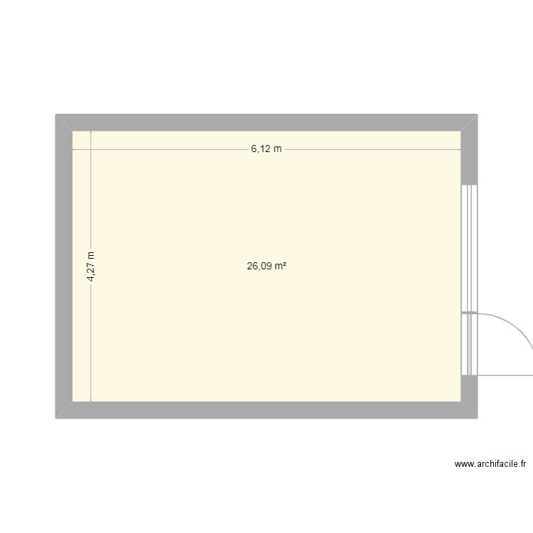 jardin. Plan de 1 pièce et 26 m2
