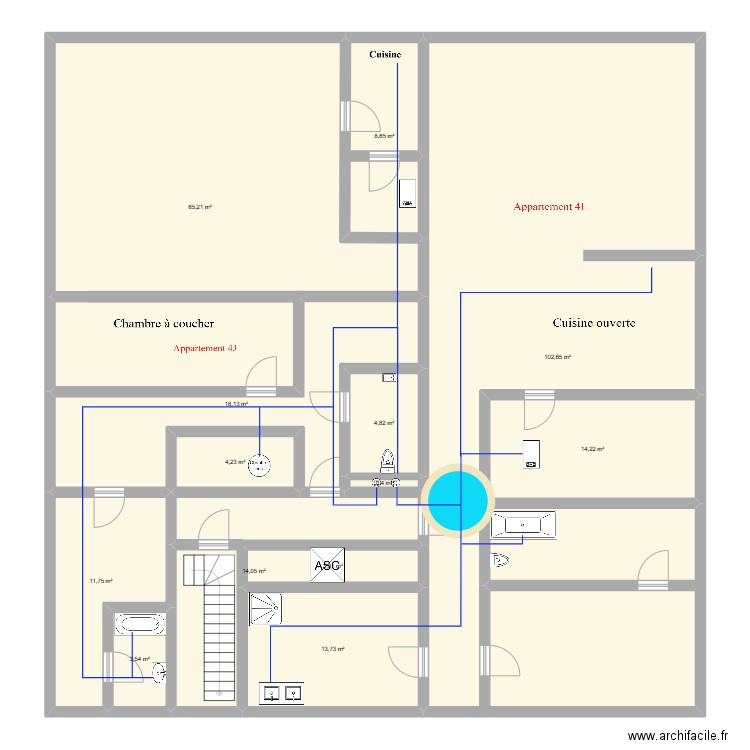 ACP SAVOIE 4J et 4I. Plan de 13 pièces et 265 m2