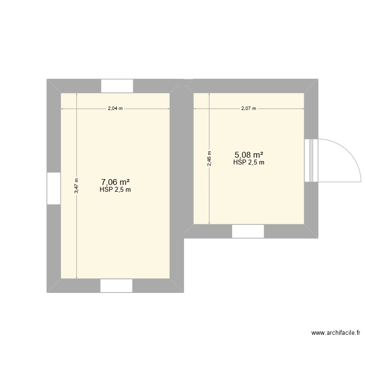 001. Plan de 2 pièces et 12 m2