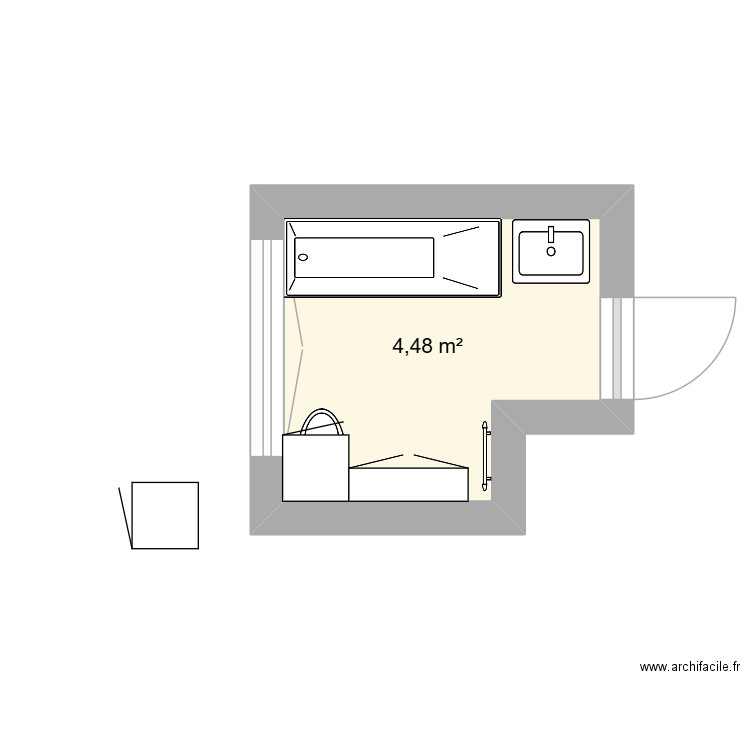 SDB2025_3D. Plan de 1 pièce et 4 m2