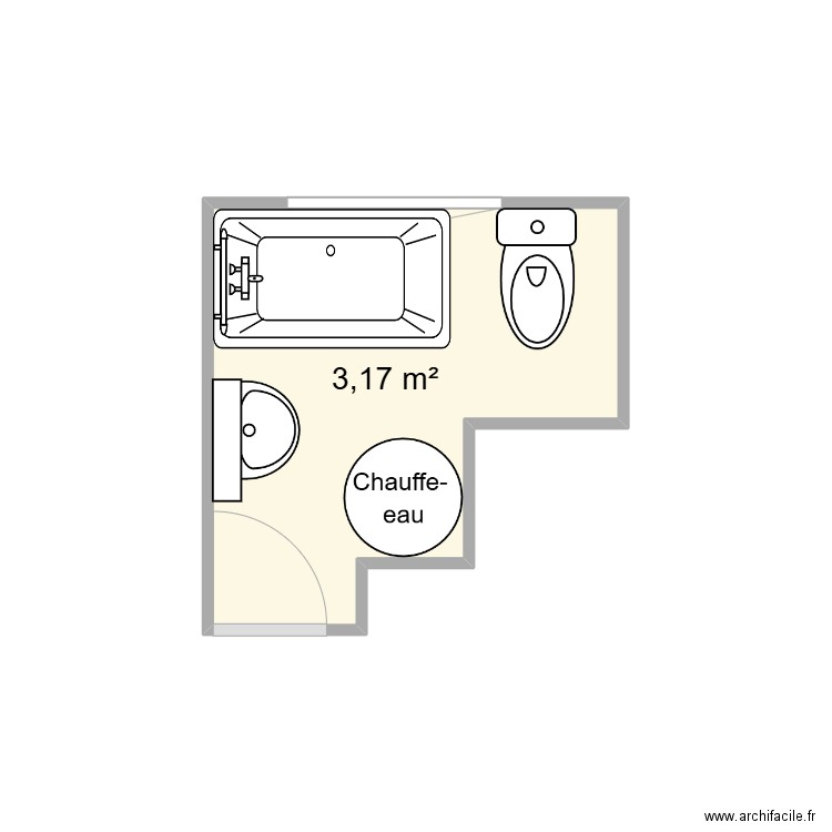 SDB Me DI... Plan de 1 pièce et 3 m2