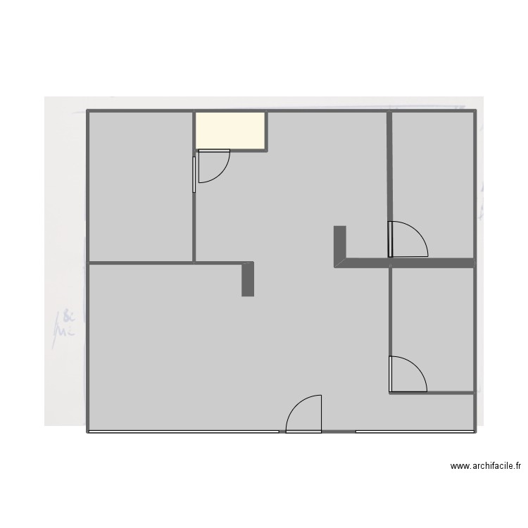 Coiffeur caché. Plan de 4 pièces et 61 m2