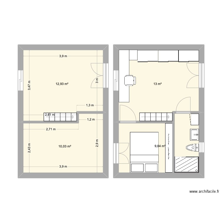 ANNEXE. Plan de 4 pièces et 46 m2